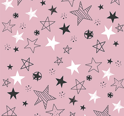 Sterren behang Roze met zwart en wit