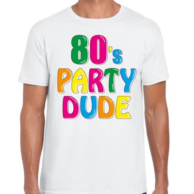 Verkleed T-shirt voor heren - wit - 80s party dude - Jaren tachtig / Disco themafeest