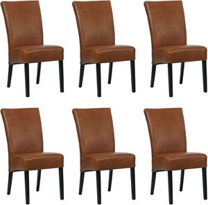 Set van 6 Cognac leren landelijke eetkamerstoelen Just - Granada leer Savannah (cognac leer)