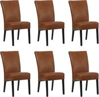 Set van 6 Cognac leren landelijke eetkamerstoelen Just - Granada leer Savannah (cognac leer)