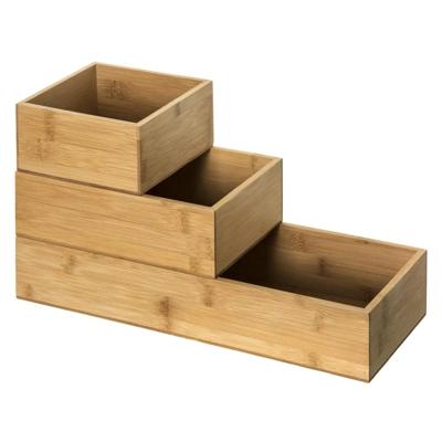 5Five bestekbakken/keuken organizers - 3x stuks - verschillende formaten - bamboe