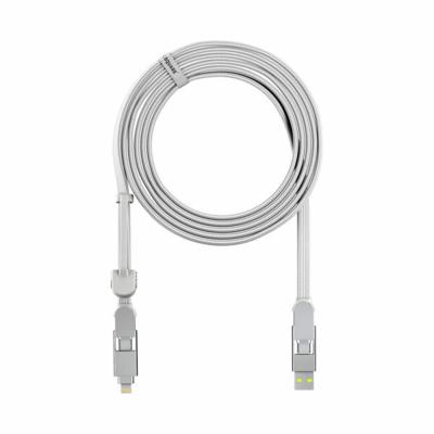 Rolling Square inCharge XL 6-in-1 Snellaadkabel 3 Meter - USB-C, Micro USB & Lightning Oplaadkabel voor iPhone, iPad & Android - Wit