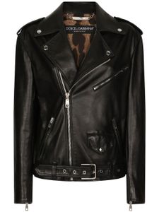 Dolce & Gabbana veste de moto en cuir - Noir