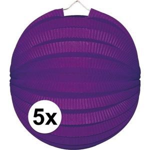 5x Lampionnen paars 22 cm