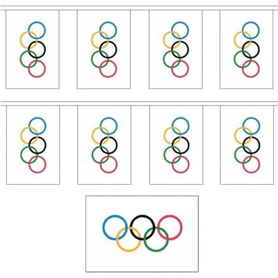 Olympische Spelen vlaggenlijn - 2x - 3 meter - 10 vlaggetjes - polyester - binnen / buiten