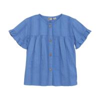 Daily7 Zomer shirt meisjes - blauw - ruffel - thumbnail