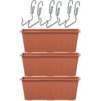 4x Kunststof Agro plantenbakken/bloembakken terracotta 9 liter met ophangbeugels