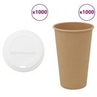 VidaXL Papieren koffiekopjes met deksel 1000 st 16oz 400 ml