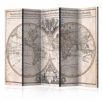 Vouwscherm - Oude wereldkaart 225x172cm  , gemonteerd geleverd, dubbelzijdig geprint (kamerscherm) - thumbnail