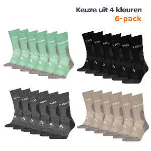 HEAD Wandelsokken All Climates Hiking Crew 6-pack Licht Groen-39/42