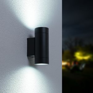 Cali dimbare LED wandlamp - 6000K daglicht wit - GU10 - 10 watt - Up & Down light - IP65 - Dubbelzijdig - Zwart voor binnen en buiten