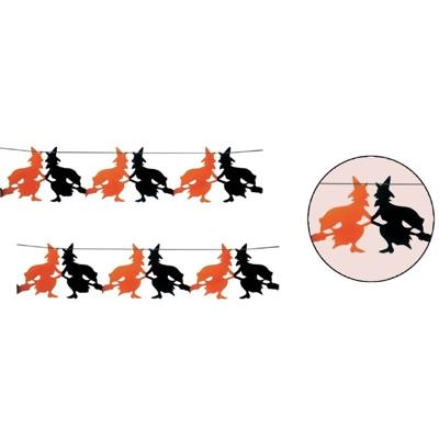 Halloween heks slinger - 2x - 300 cm - Halloween/horror decoratie/versiering - Heksen slingers