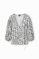 Wikkelblouse met patch - BLACK - XL Wikkelblouse met patch - BLACK - XL