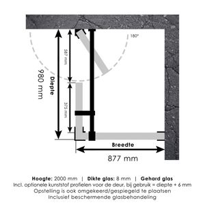 Douchecabine Compleet Just Creating Profielloos 3-Delig 90x100 cm Goud Sanitop