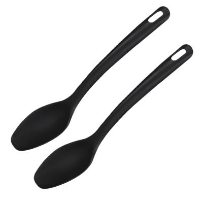 Voedsel opscheplepel - 2x - zwart - kunststof - 30 cm - Keukengerei