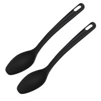 Voedsel opscheplepel - 2x - zwart - kunststof - 30 cm - Keukengerei