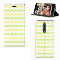 Nokia 8 Hoesje met Magneet Waves Yellow - thumbnail