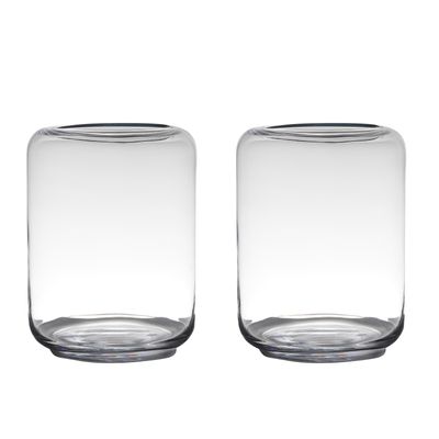 Set van 2x stuks transparante grote vaas/vazen van glas 30 x 23 cm