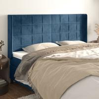 Hoofdbord met randen 183x16x118/128 cm fluweel donkerblauw