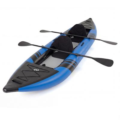 381 cm Opblaasbare Kajak voor 2 Personen Draagvermogen 230 kg 2 Beklede Zitplaatsen Aluminium Peddels Handpomp Blauw