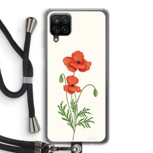 Red poppy: Samsung Galaxy A12 Transparant Hoesje met koord
