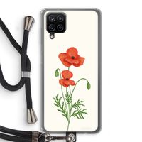 Red poppy: Samsung Galaxy A12 Transparant Hoesje met koord