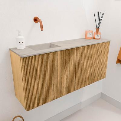 Toiletmeubel Mondiaz Joya Dlux | 90 cm | Meubelkleur Oak | Faye wastafel Opalo Wasbak Links | Zonder kraangat(en)