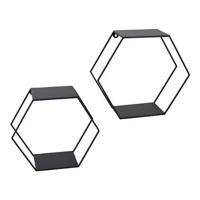 LOFT42 Hexagon Set van 2 Wandboxen Zeshoek - Zwart - 41x36 - thumbnail