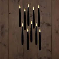 Anna&apos;s Collection LED zwevende kaars 3d flame 15 cm zwart 10 stuks