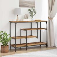Wandtafel 100x35x75 cm bewerkt hout en staal oud houtkleurig