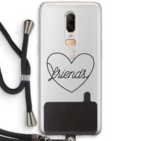 Friends heart black: OnePlus 6 Transparant Hoesje met koord
