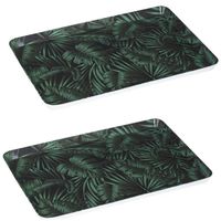 2x stuks dienbladen/serveerbladen rechthoekig Jungle 45 x 30 cm donker groen - Dienbladen - thumbnail