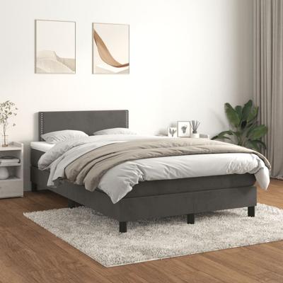 Boxspring met matras fluweel donkergrijs 120x200 cm