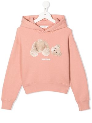Palm Angels Kids hoodie en coton à imprimé ourson - Rose