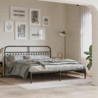 Bedframe met hoofdbord metaal zwart 183x203 cm