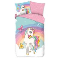 Dekbedovertrek Katoen Unicorn Dash Dieren 140x200 Cm Verkoelend Good Morning - Dekbed-Discounter.nl