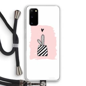 Zwart-wit cactus: Samsung Galaxy S20 Transparant Hoesje met koord