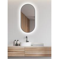 Badkamerspiegel Wiesbaden Nomi | 50x100 cm | Indirecte LED verlichting | Touch button | Met spiegelverwarming | Gunmetal