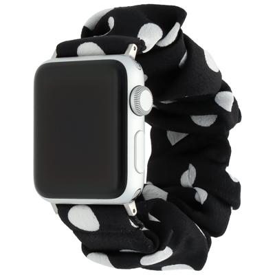Apple Watch Nylon Scrunchie Band - Zwart Met Witte Stippen - 44, 45, 46 & 49mm Apple Watch Nylon Scrunchie Band - Zwart Met Witte Stippen - 44, 45, 46 & 49mm