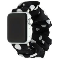Apple Watch Nylon Scrunchie Band - Zwart Met Witte Stippen - 44, 45, 46 & 49mm