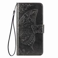 iPhone XR hoesje - Bookcase - Pasjeshouder - Portemonnee - Vlinderpatroon - Kunstleer - Zwart - thumbnail