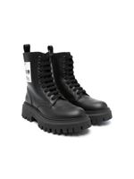 MSGM Kids boots en cuir à logo appliqué - Noir