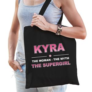 Naam cadeau tas Kyra - the supergirl zwart voor dames