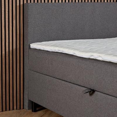 2-Persoons Boxspring met opbergruimte Billy - Grijs/ Antraciet 180x200 cm - Pocketvering - Inclusief Topper - Dekbed-Discounter.nl