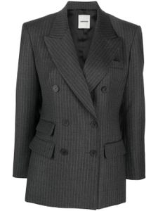 SANDRO blazer croisé à fines rayures - Gris