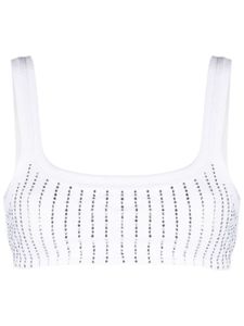 The Attico brassière nervurée à ornements strassés - Blanc