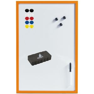 Magnetisch whiteboard/memobord met marker/wisser/magneten - 40 x 60 cm - oranje