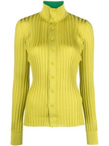 Bottega Veneta Pre-Owned cardigan nervurée en soie - Vert