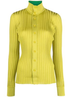 Bottega Veneta Pre-Owned cardigan nervurée en soie - Vert