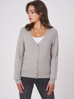 Basic organisch cashmere vest met V-hals